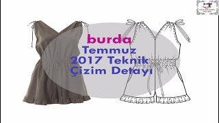 Burda Dergisi Temmuz 2017 Teknik Çizim Detayı (Burda Style July 2017 technical drawings)