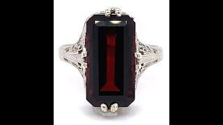 7.75ct Emerald Cut Deep Red Garnet Ring j5756