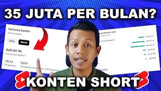 BERHASIL DAPAT 35 JUTA DARI KONTEN SHORT - IDE KONTEN YOUTUBE SHORT 2024