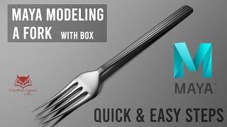 Maya Basic Tutorials - Modeling a Fork , Basic Material & Lighting