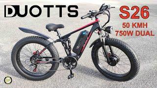 E-bike DUOTTS S26 750w 2 Motors 48v 20ah Autonomy 120km  Speed 50kmh - Unboxing & Test