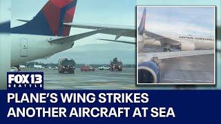 Japan Airlines plane impales tail of Delta plane at Sea-Tac Airport