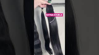 Double Drawn Black Bulk Hair: 3 types of black bulk hair non bleaching before & after wash