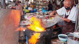 Erstaunlicher Wok-Skill-Meister! Gebratene Garnelennudeln mit Schweinefleisch - Straßenessen