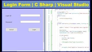 Creating Login Form | C Sharp | C# | Visual Studio | with and without database validation