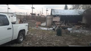 tearing down a garage with a chevy Sierra 1500! (part1)