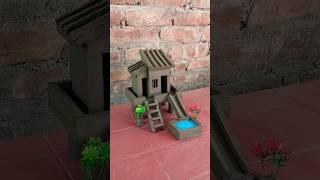 Beautiful miniature clay house making with swimming pool   || #clayhouse #mudhouse #craft