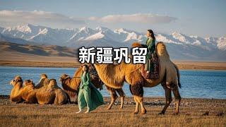 又到了新疆来到巩留，开始新的旅行方式，这里有着天堂美景 这里的骆驼牧场非常肥沃，上千头骆驼都是喝天山雪水长大【行走世界的北京老刘】