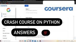 Coursera | Crash Course on Python Answers |week 1 to week 6