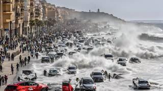 Storm tsunami in Spain, floods in Mallorca, waves hit the Balearic Islands: Formentera underwater