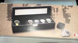 6 Uhren Uhrenbox Uhrenkoffer PU Leder Uhrenkasten Aufbewahrungsbox verschließbar unboxing