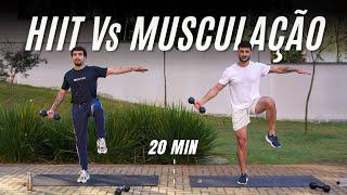 Musculação Vs HIIT com halteres, treino funcional completo de 20 min para fazer em casa