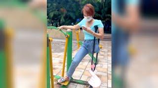 Amazing High Amputee Girl Having Fun | Hip Amputee Lady in Jeans | Amputada