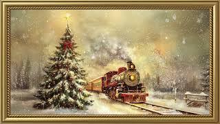 Vintage Christmas Greeting Card | Gold Frame TV Art | Art Screensaver for TV 2 Hrs