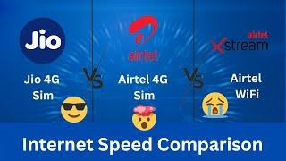  Airtel 4G vs Jio 4G vs Airtel WiFi Speed Test  | Video - 101