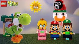 Can Yoshi save Mario, Luigi and Peach from Shy guy's Curse? Lego vs Nintendo Games