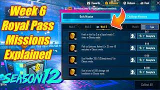 Season 12 Week 6 Royale Pass Missions Explained PUBG Mobile | Week 6 rp Missions Pubg Season 12