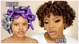 GRWM: Voluminous Flexi Rod Set + Green Smokey Eye Makeup Look | Naturally Sunny