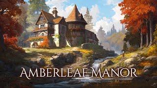 Autumnal Manor Ambience and Music | fantasy ambience of a manor in a fantasy forest with a stream