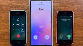 Blue & Pink iPhones 5c Outgoing Call Competition to Samsung S24 Ultra + Incoming Calls