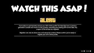 (FIXED NOW)  DO NOT TRANSFER YOUR GTA ONLINE CHARACTER TO NEXT-GEN UNTIL YOU WATCH THIS VIDEO!