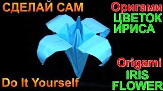 Оригами. Оригами цветок ириса. Origami iris flower.