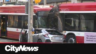 TTC bus driver pulls unconscious man from burning vehicle after crash