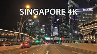 Singapore 4K - Night Drive - Driving Downtown