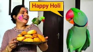 Mummy ki Holi Special Gujiya Pablo Parrot ki - मस्ती और शैतानी