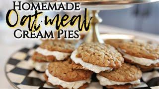 Homemade Oatmeal Cream Pies| The BEST Fluffy Oatmeal Cookie Sandwiches|Better than Little Debbie’s!!