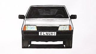 How to draw a VAZ 21099 car