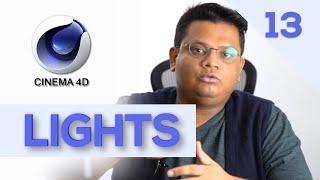 LIGHTS IN CINEMA 4D TUTORIAL | CLASS 13 | HINDI AND URDU