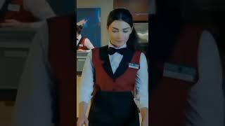 ozge yagiz working as a waitress surprises her fans  #thepromise #yemin