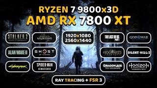 RX 7800 XT + Ryzen 7 9800x3D - 1080p, 1440p, Ray Tracing, FSR - Test in 14 Games