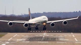 STORM !! Crosswind Landings at Düsseldorf - Airbus A380, A340, Boeing 777, B767 ...