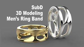 SubD Men's Ring- Jewelry CAD Design Tutorial 3D Modeling with Rhino 3D #208