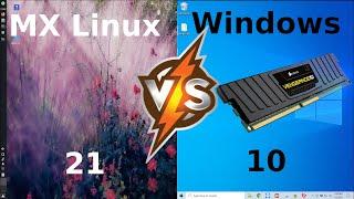 MX Linux 21 KDE vs Windows 10: RAM Usage