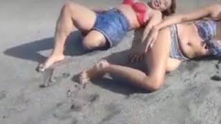 Bella & Janin Beach Hopping (Cocostump.Com) #amputee #onegleg #crutches #devotee #disabled