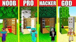 Minecraft Battle: INSIDE TREE HOUSE BUILD CHALLENGE - NOOB vs PRO vs HACKER vs GOD / Animation