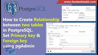 Creating Relationship between two tables in PostgreSQL | Set Primary key & Foreign key using pgAdmin