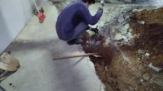 Floor demolition to change the sewer pipe connection p1 #timelapse