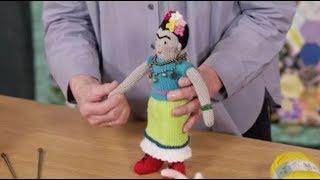 Knitted Frida Kahlo doll with Fiona Goble