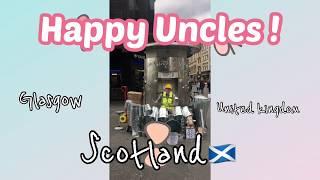 Techno Tin Bin Man! Glasgow shopping centre live street show. Happy Scottish Uncles are performing.