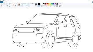 How to draw 3D Range Rover Car in Ms Paint | 3D Car Drawing.