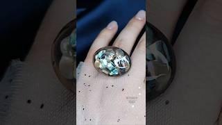 DIY UV Resin Shaker Ring with Mother-of-pearl #uvresin #resinjewelry #ring #shaker