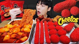 ASMR MUKBANG| Tteokbokki and Cheetos special! (Cheese ball, Hot dog, Cheese sticks, Fried Chicken).