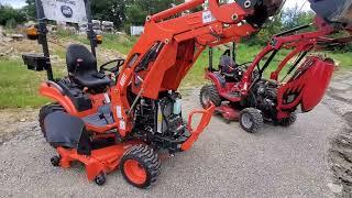 Kioti CS VS. Mahindra E Max Side by Side in depth walkover and comparison.