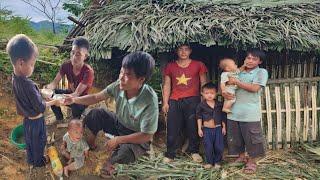 The orphan boy was happy when the bamboo house was 100% complete