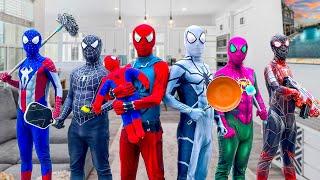 What If SPIDER-MAN Live In 1 House ??? || Hey Everyone, Fight Game !!, Go To Trainning Nerf Gun !!