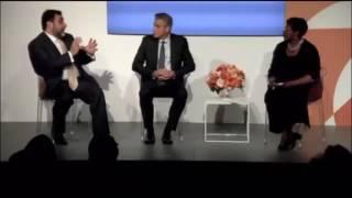 Ruben Vardanyan and George Clooney at the global launch of the 100 LIVES initiative in New York
